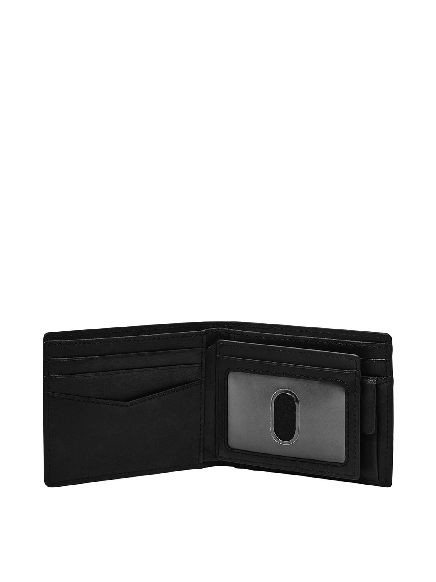Fossil Everett Black Paneled Bi-Fold Wallet for Men