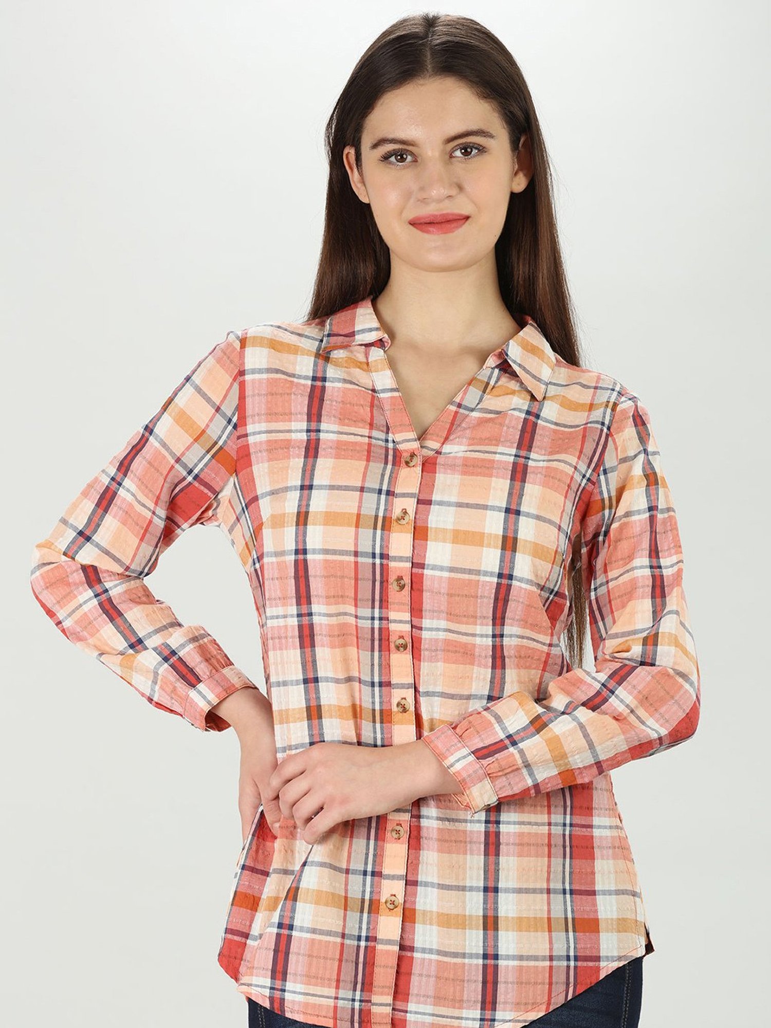 Mustard Multicolor Checks Shirt