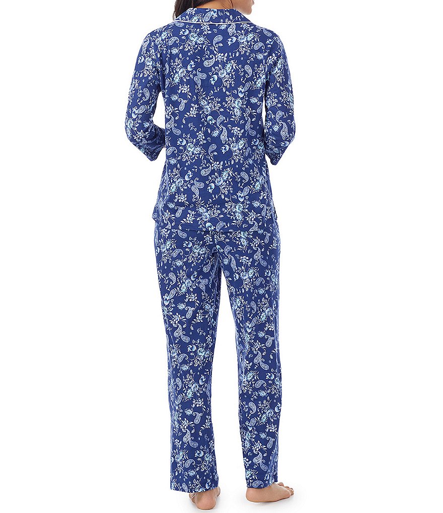 Carole Hochman Paisley & Floral Print 3/4 Sleeve Jersey Knit Pajama Set
