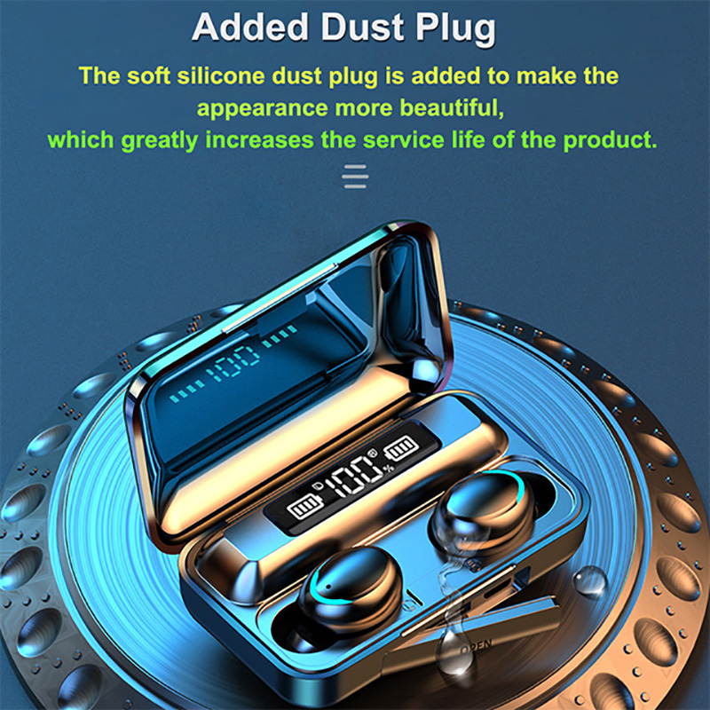 Wireless Bluetooth Earbuds Noise Cancelling Headphones with Charging Case 9D Stereo Earphones Earbuds IPX7 Waterproof Bluetooth 5.0 Wireless Sport Earbuds (Black, With Strap String)