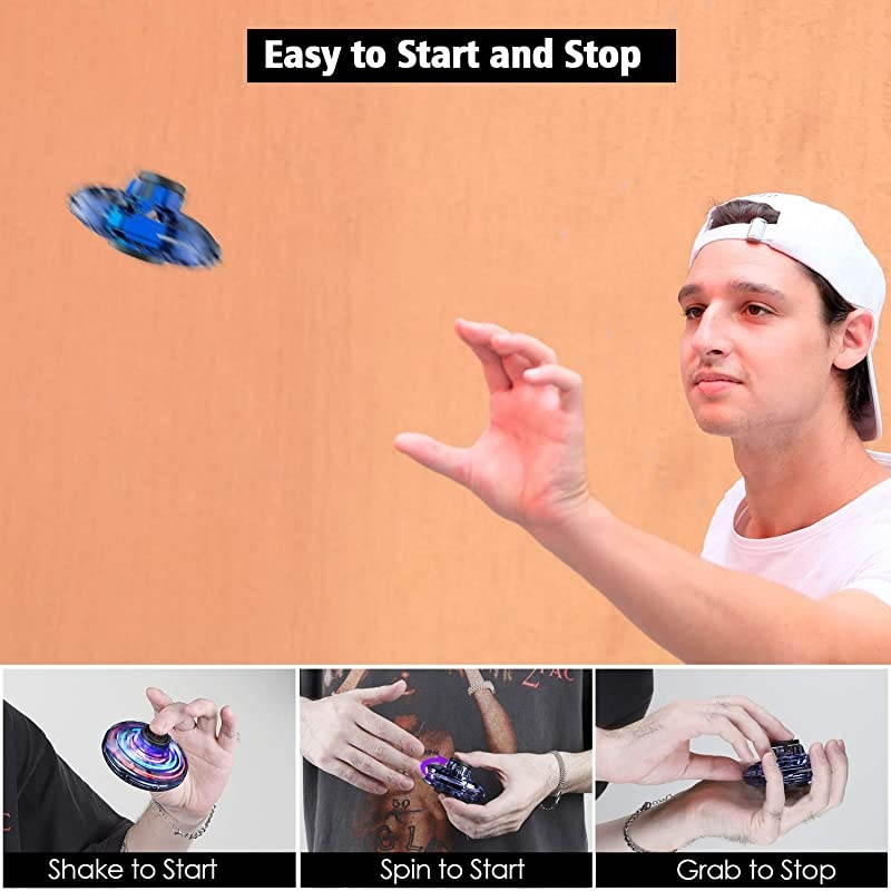 2020 Upgraded The Most Tricked-Out Flying Spinner, Hand Operated Drones for Kids or Adults - UFO Flying Toy with 360&deg; Rotating and Shinning LED Lights