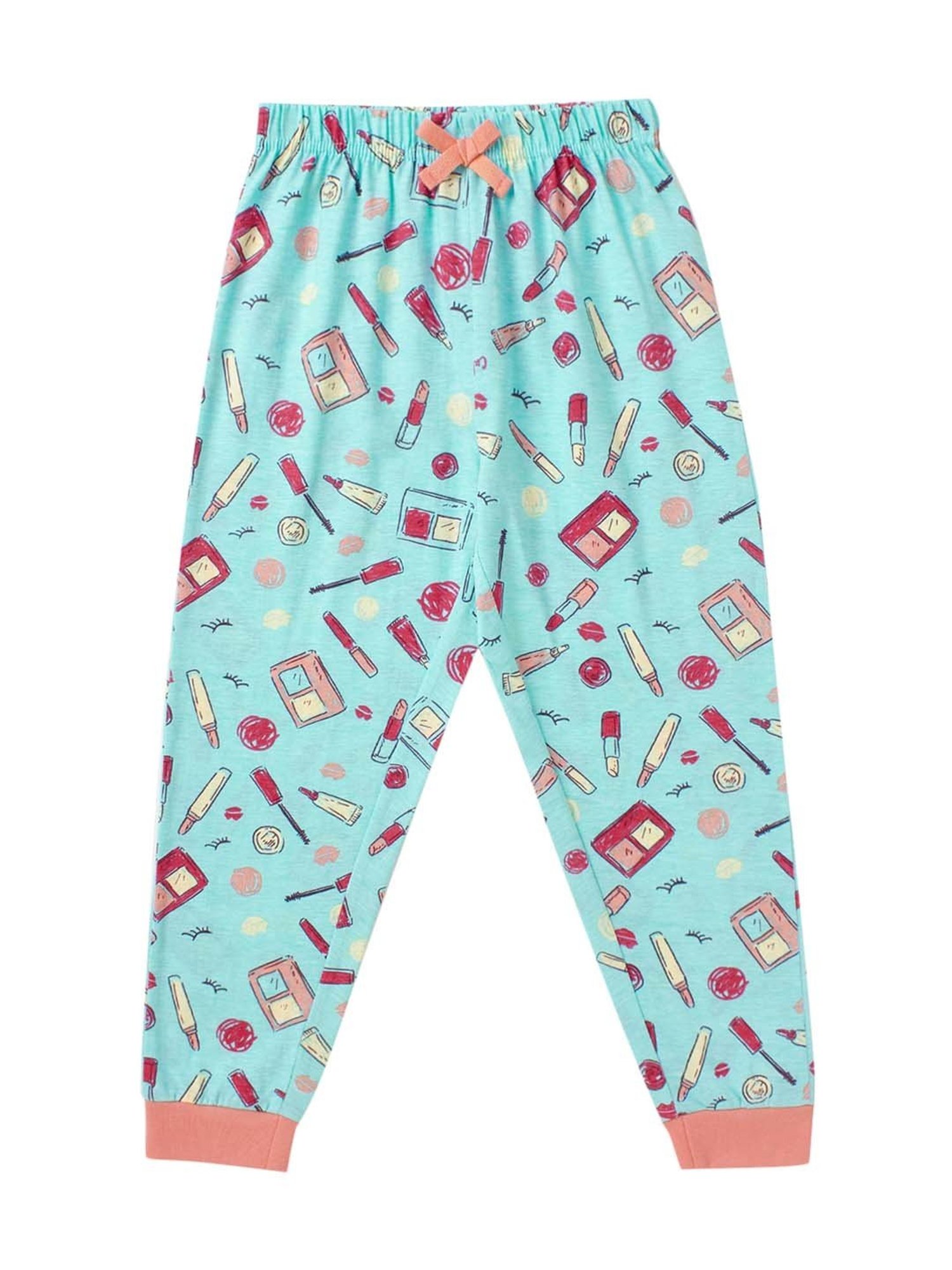 Cub McPaws Girls Blue & Pink Cotton Printed Full Sleeves T-Shirt Set