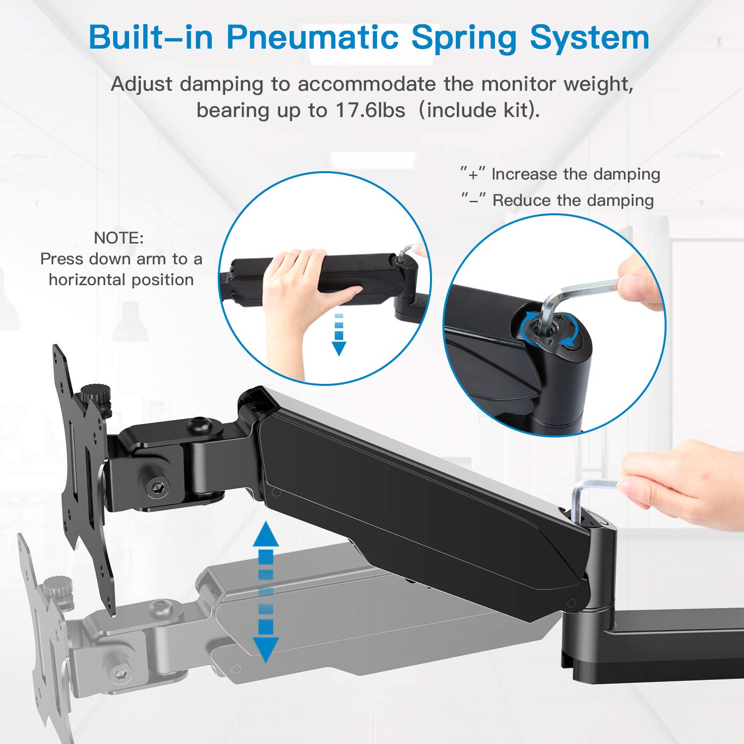 HUANUO Single Monitor Wall Mount-black with VESA Extension Kit for 17 to 32 Inch LCD Computer Screens