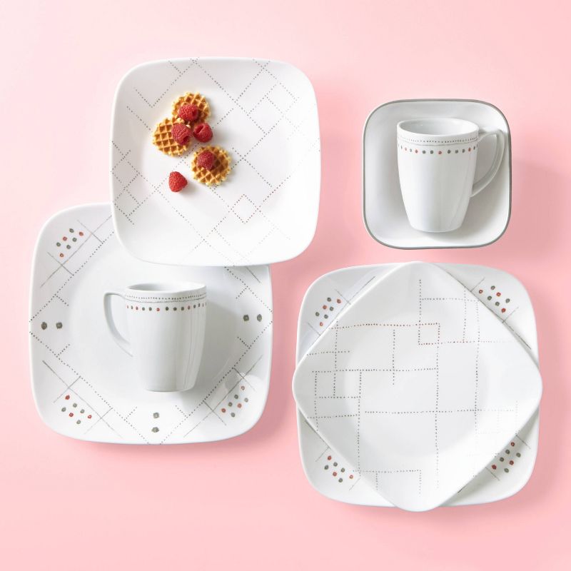 Corelle Studio 16pc Glass Square Raya Dinnerware Set
