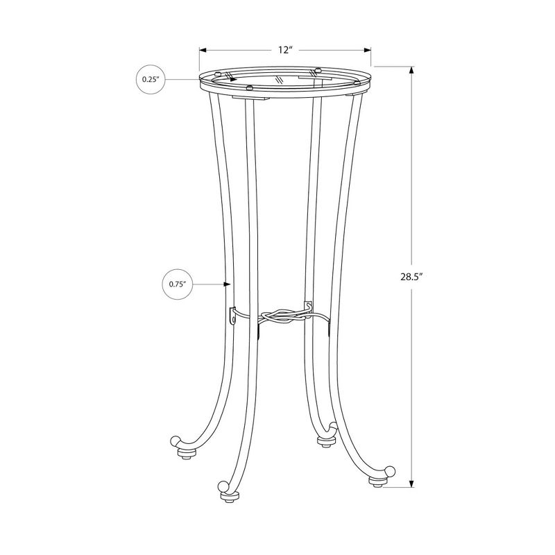 Accent Table Hammered Metal with Tempered Glass Black - EveryRoom