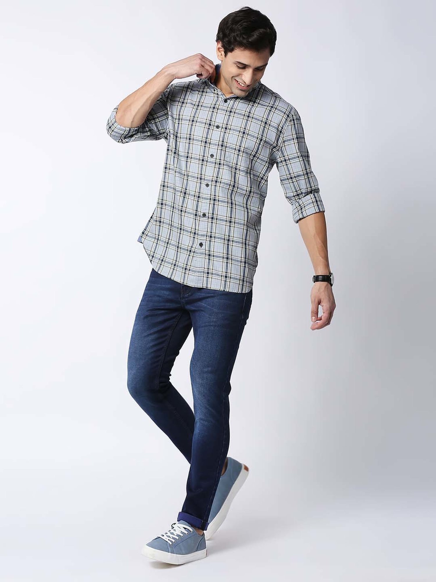 Dragon Hill Blue Slim Tapered Fit Jeans