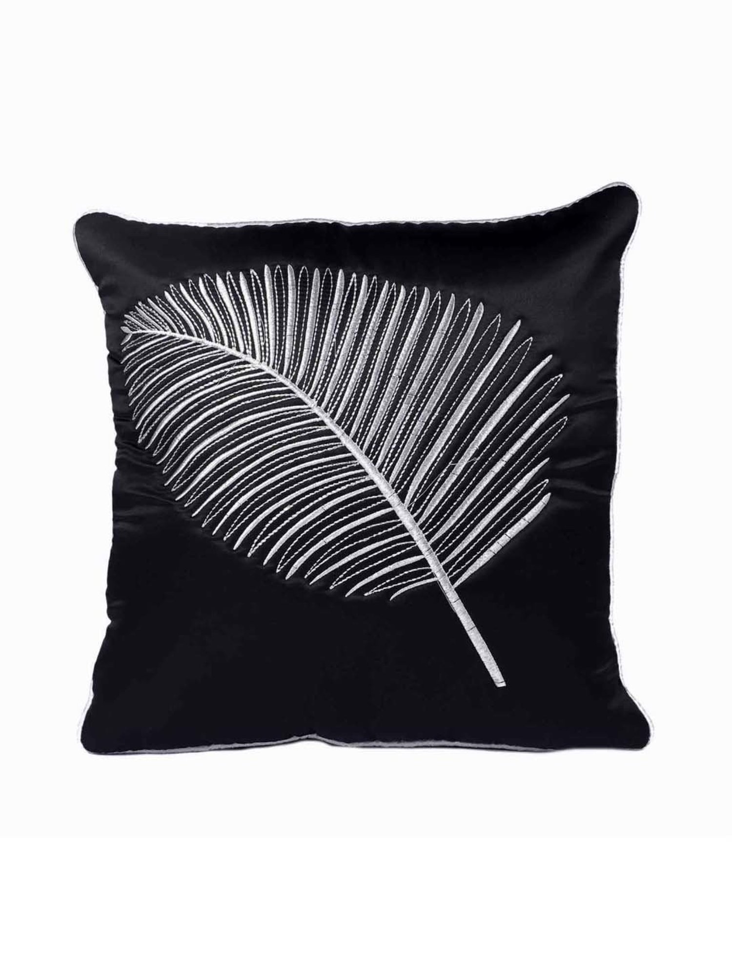 MFD HOME Furnishing Black Satin Cushion Cover - Set of 5