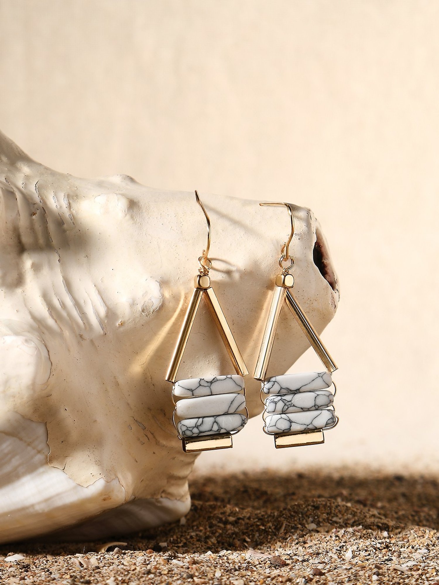 Accessorize London Triple Bar Short Drop Dangler Earrings