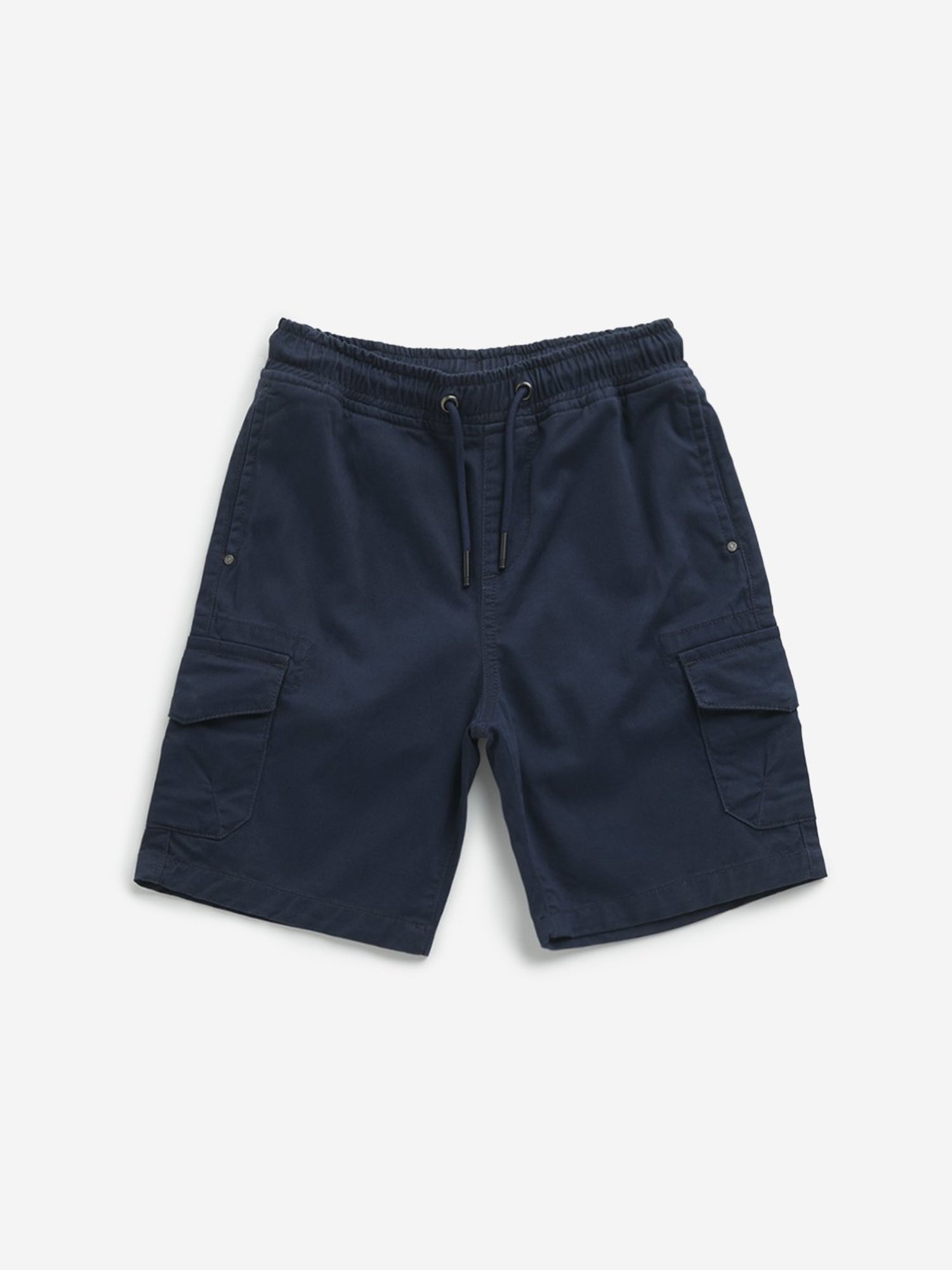 HOP Kids by Westside Navy Mid-Rise Cargo-Style Cotton Blend Shorts