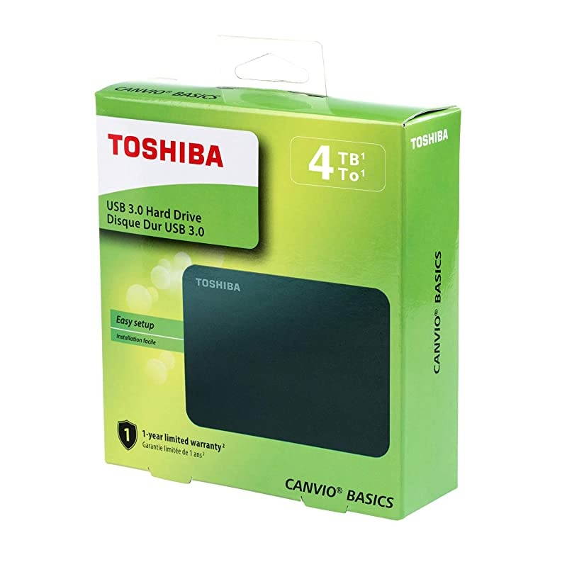 Canvio Basics 4TB Portable External Hard Drive USB 3.0, Black - HDTB440XK3CA