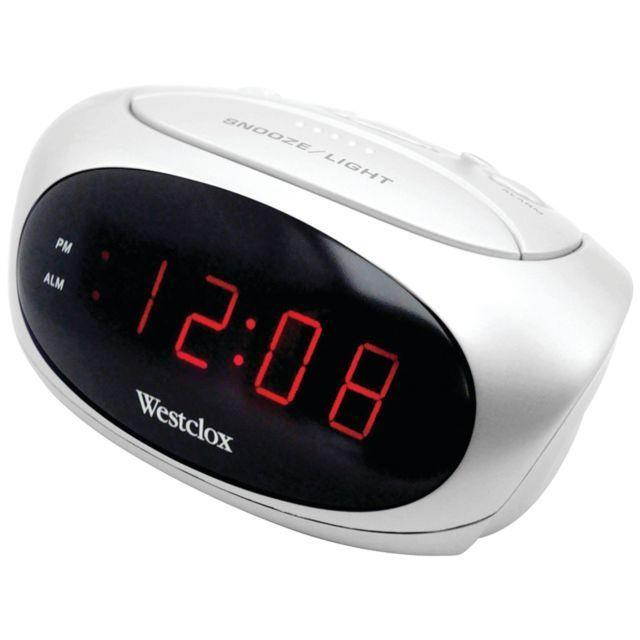 Westclox 70044b 6" LED (White) Alarm Clock with Adjustable Alarm Volume