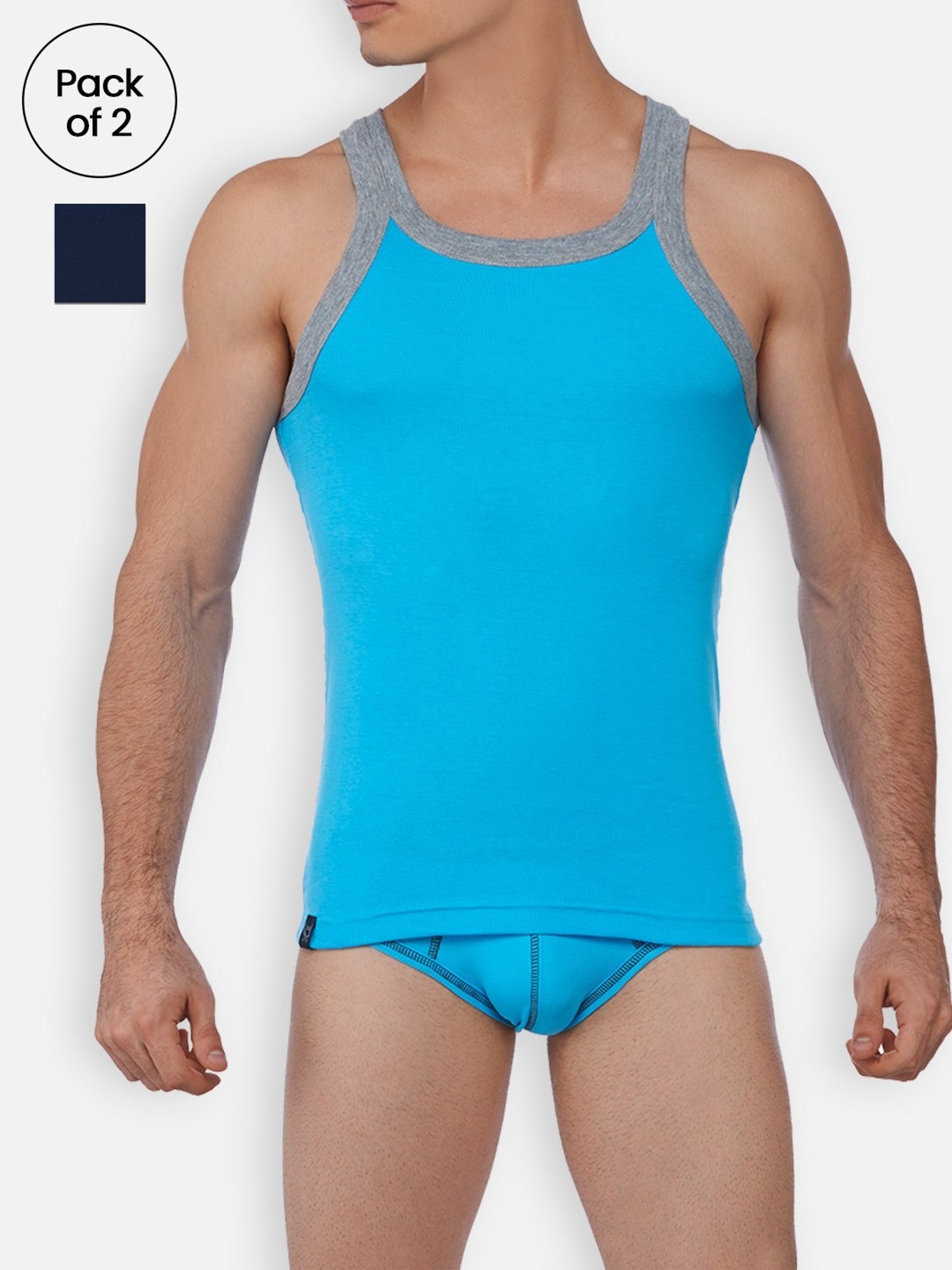 Zoiro Blue & Navy Regular Fit Vest - Pack Of 2