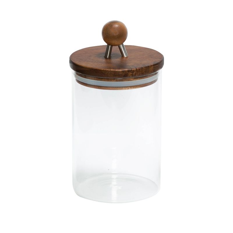 Honey-Can-Do Medium Acacia and Glass Canister