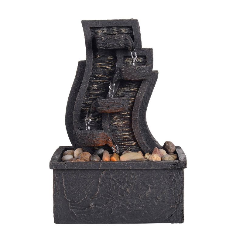8.7" Tabletop Fountain with LED Light Charcoal Gray - Peaktop