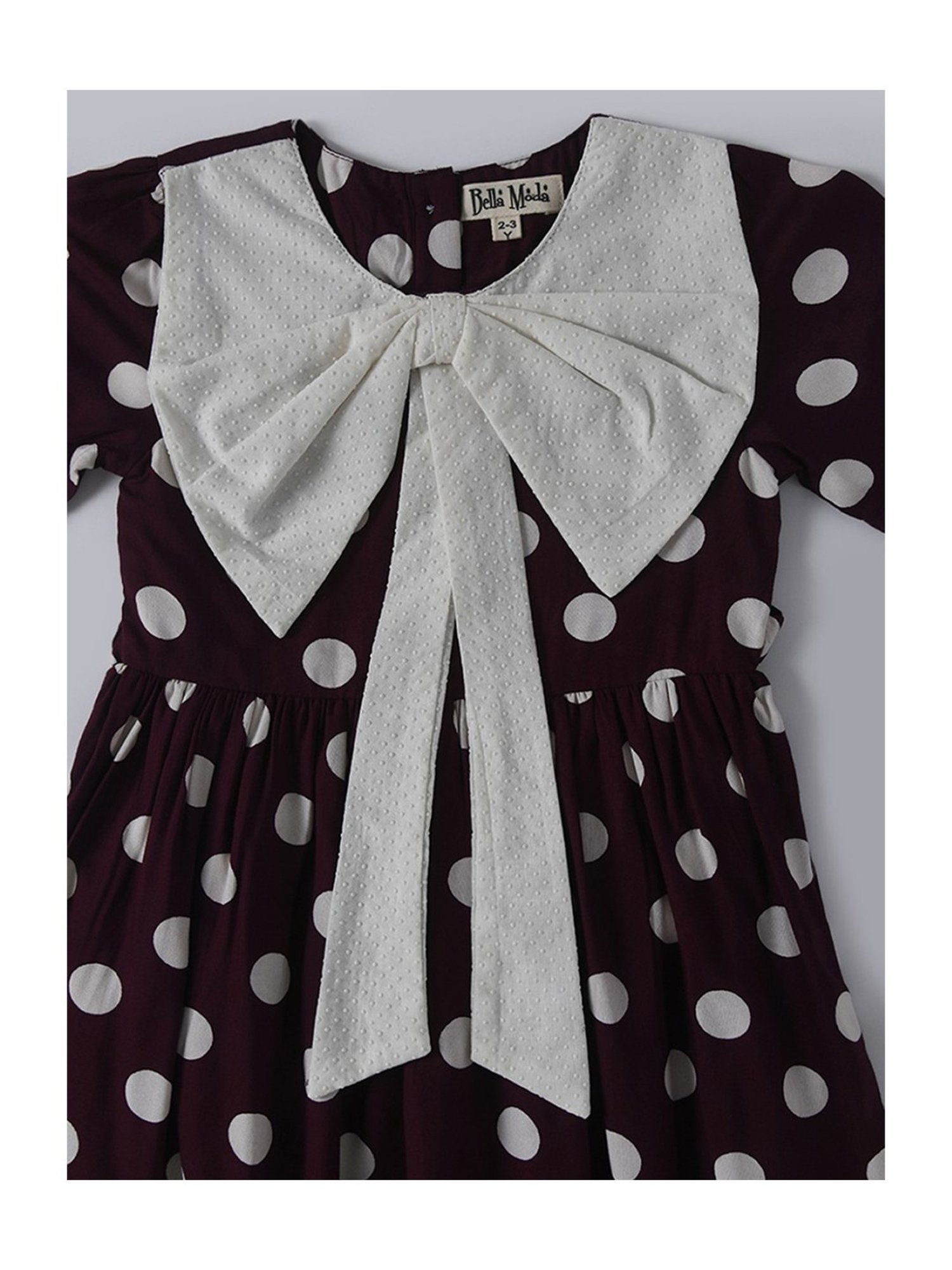 Bella Moda Kids Dark Maroon Printed Fit & Flare Dress with Bloomers