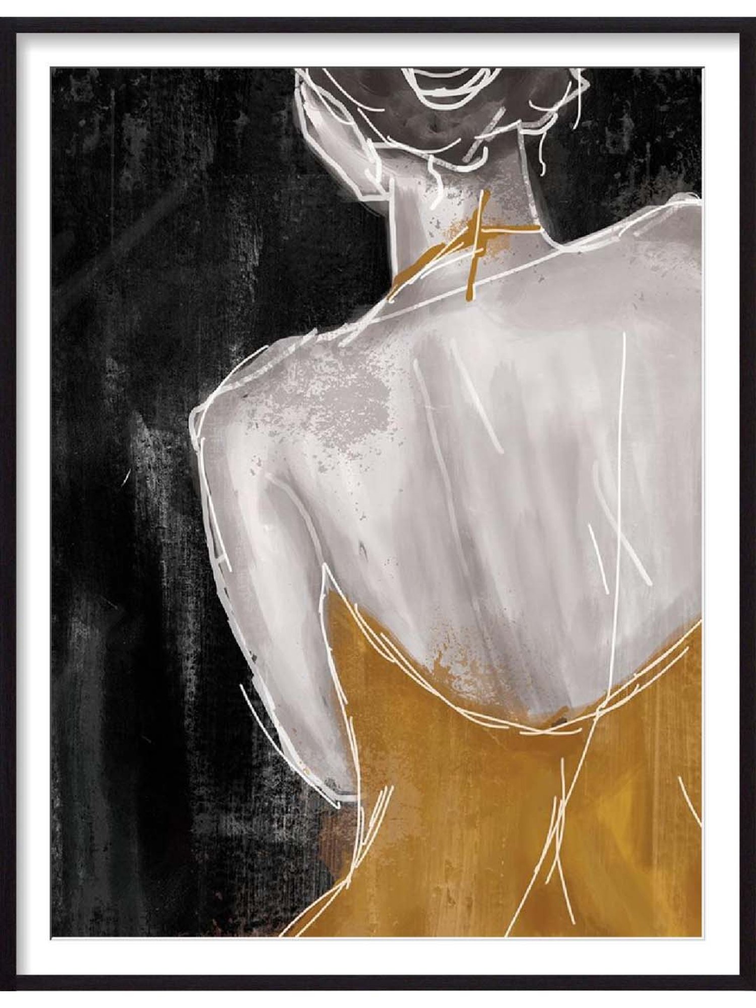 ARTE'VENUE Gold on The Town Black & Yellow Paper Wall Arts - Set of 2 (13 X 16 inch Each)