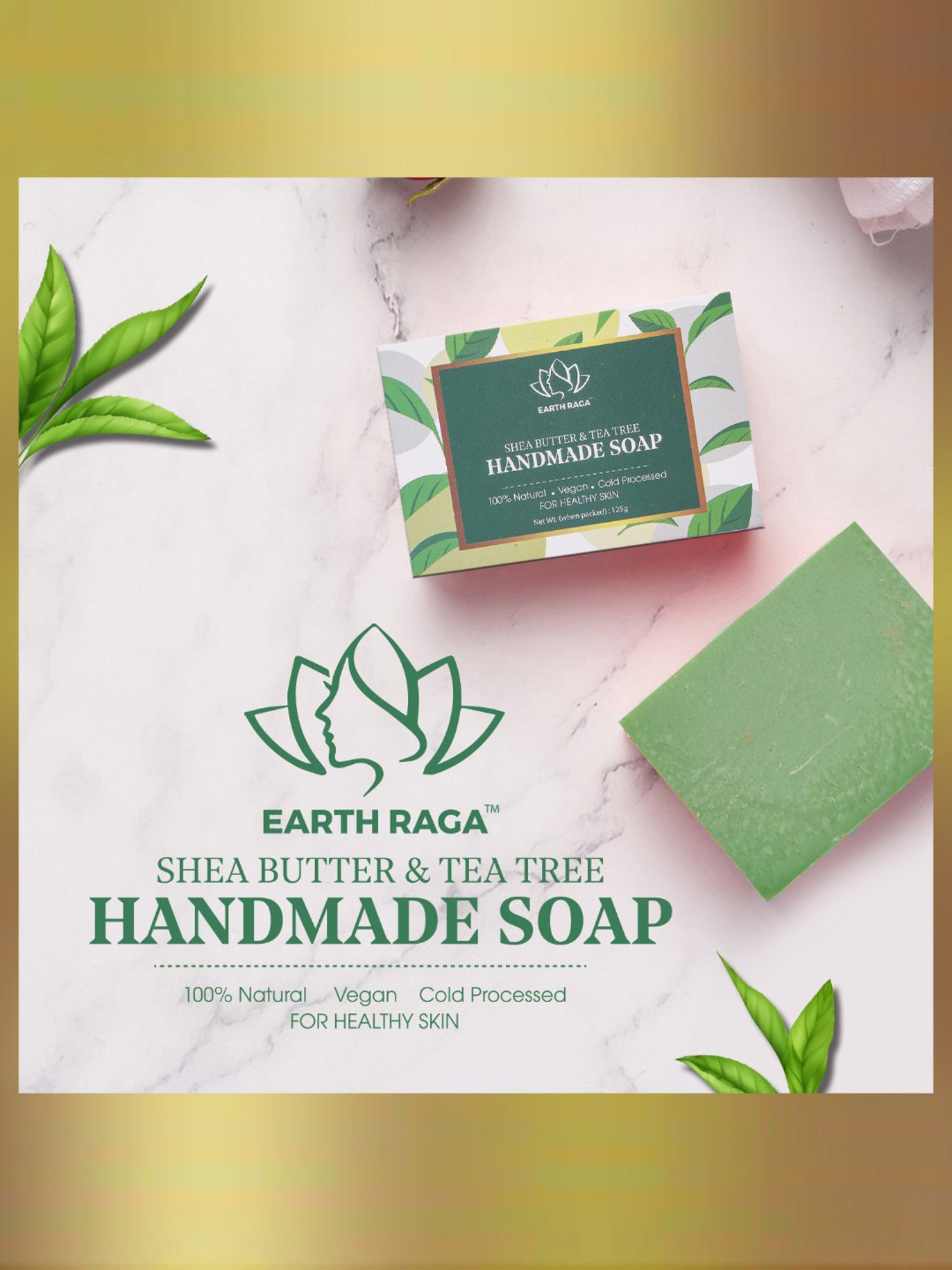 Earthraga Shea Butter & Tea Tree Handmade Soap - 125 gm