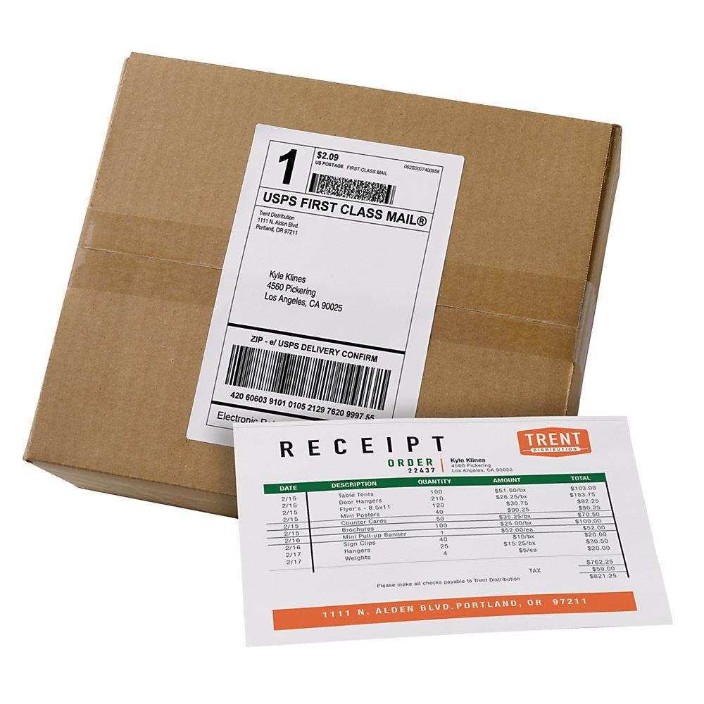 Avery; Bulk Shipping Labels with Paper Receipt - Permanent Adhesive - 5 1/16" Width x 7 5/8" Length - Rectangle - La
