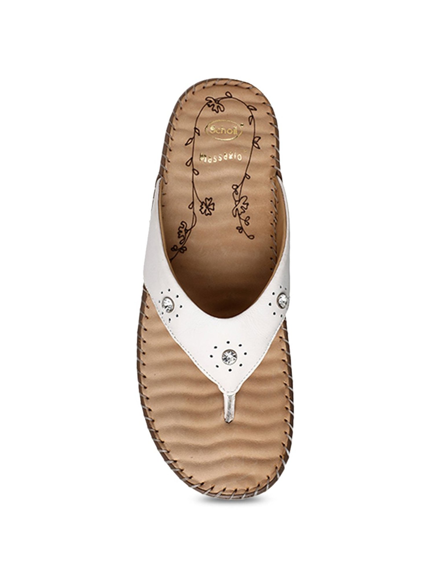 Scholl by Bata Women's White Thong Wedges