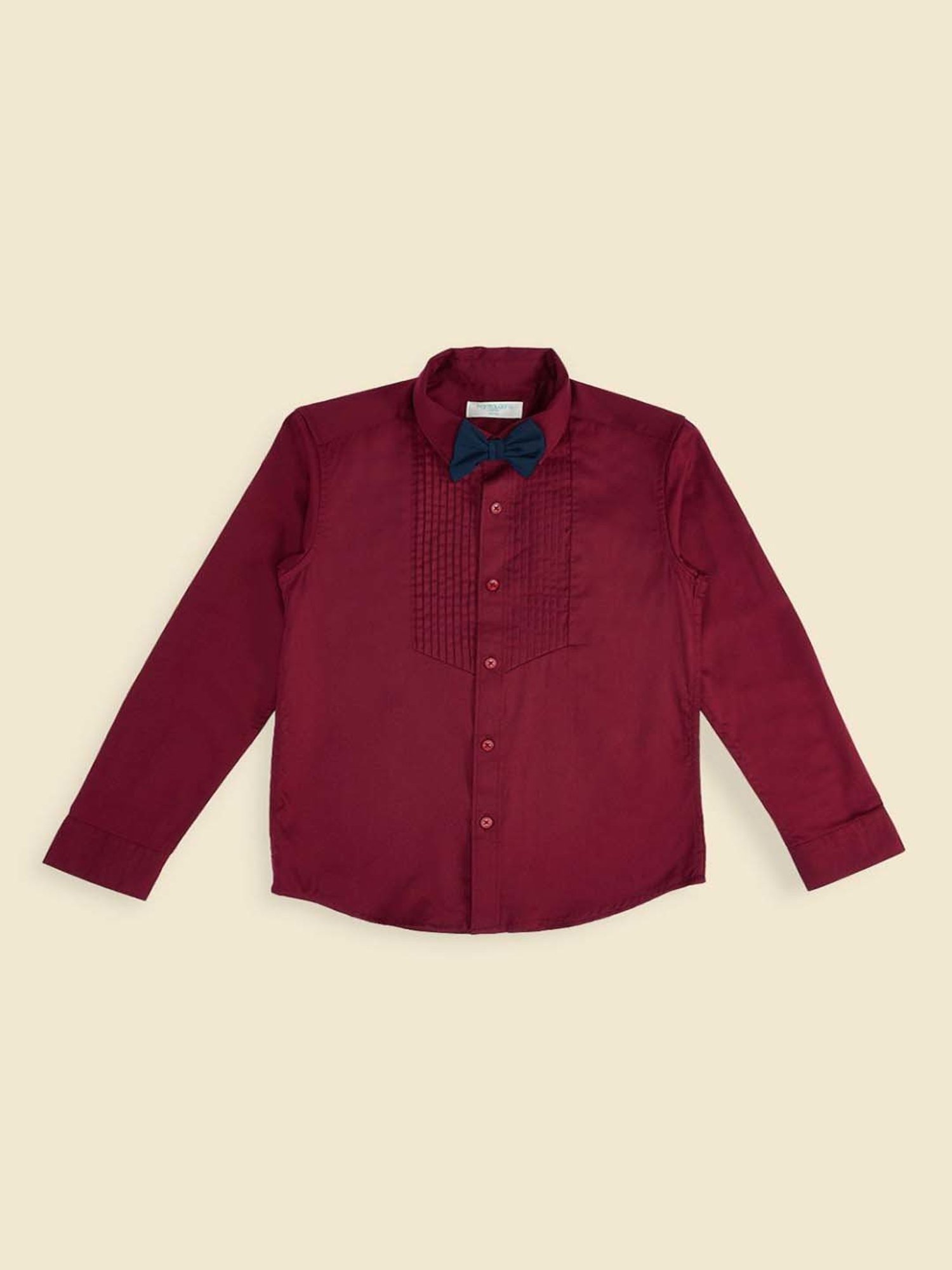 Pantaloons Baby Kids Maroon Cotton Regular Fit Full Sleeves Shirt