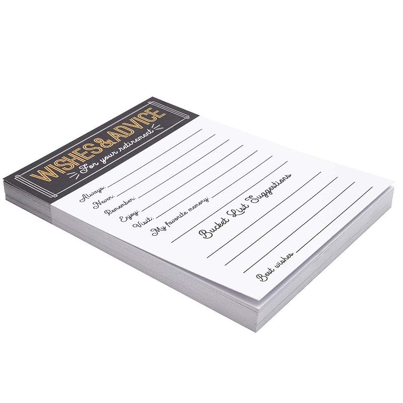 Set of 50 Well Wish and Advice Cards for Happy Retirement Celebration and Party Supplies
