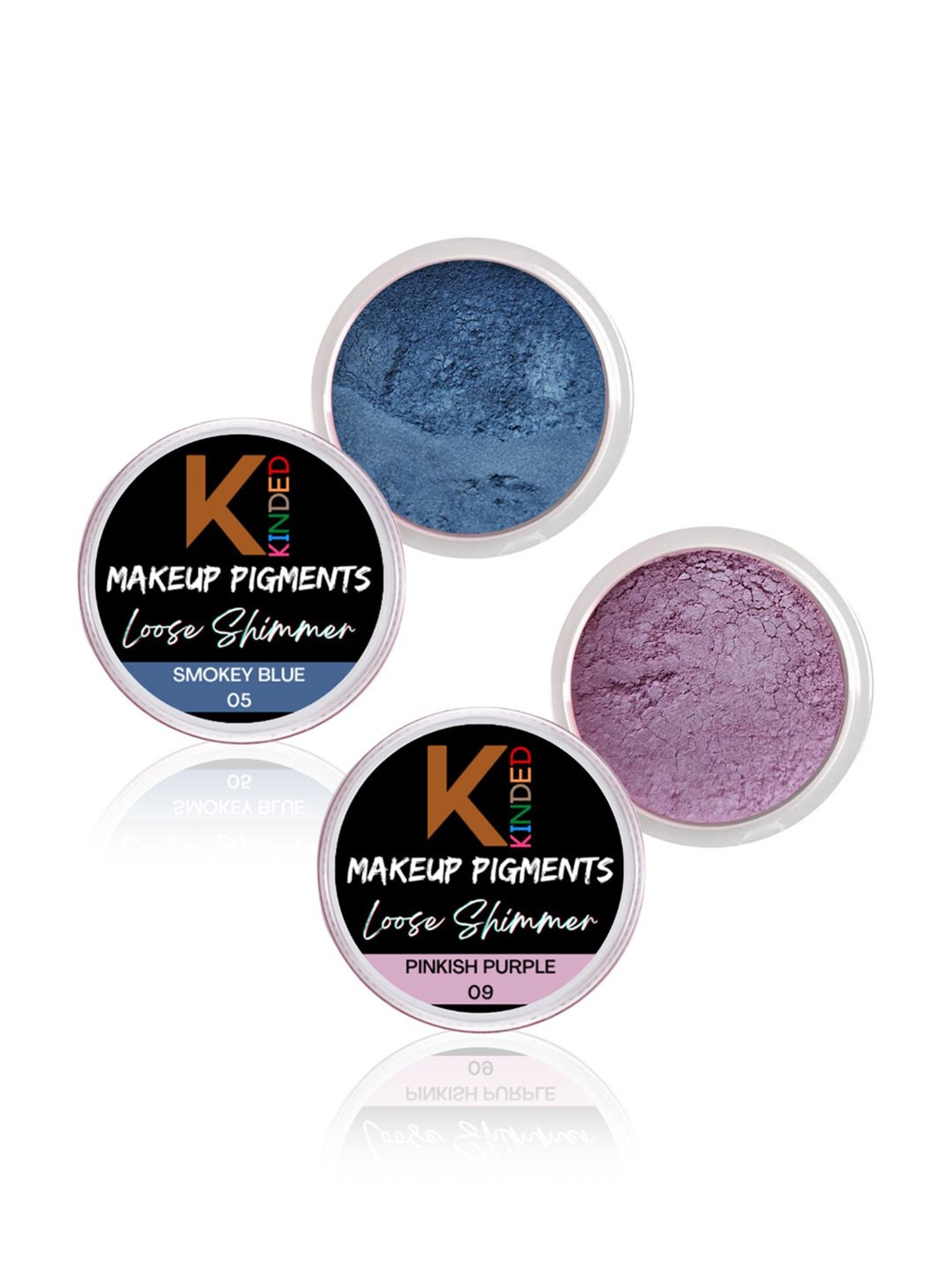 KINDED Makeup Pigments Loose Shimmer Powder Eyeshadow 05 Smokey Blue & 09 Pinkish Purple Combo