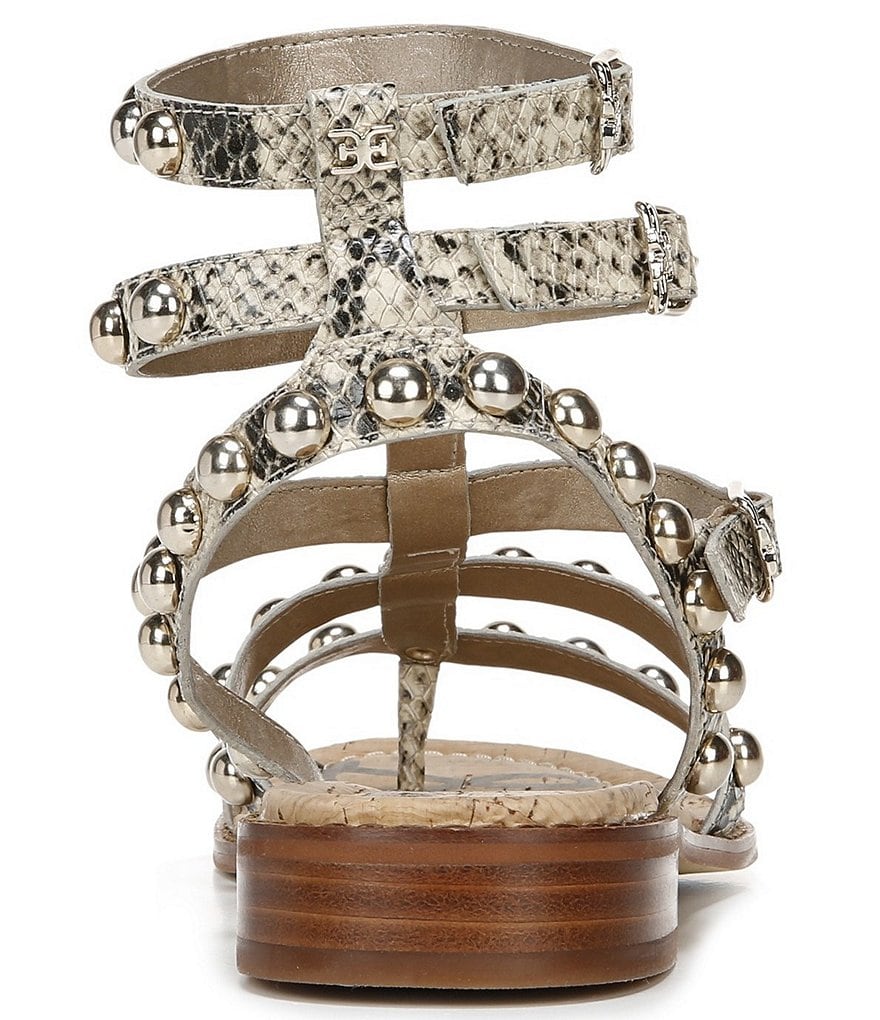 Sam Edelman Eavan Studded Snake Print Leather Gladiator Sandals