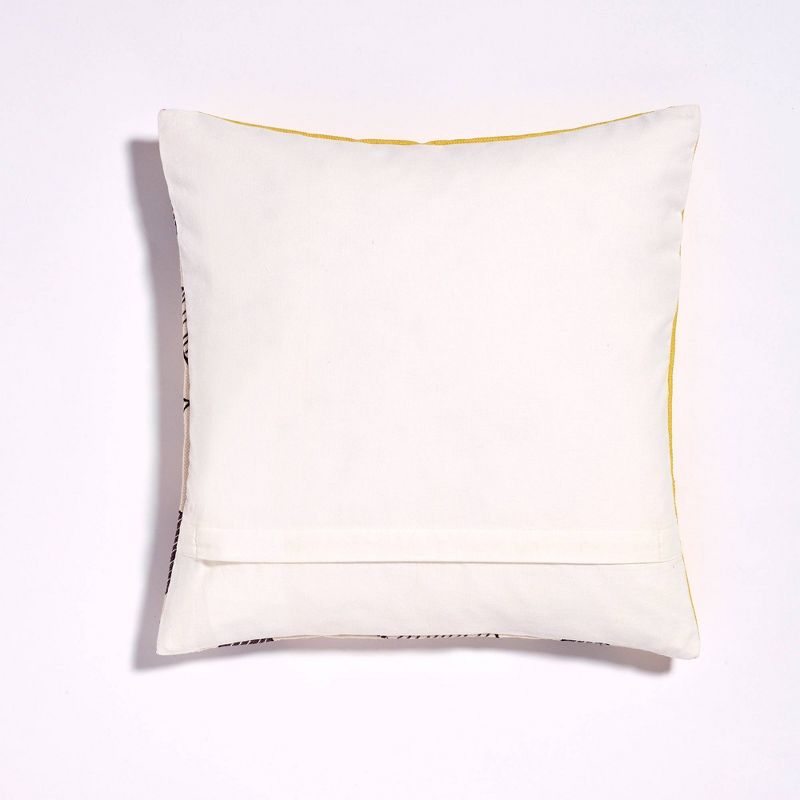 18"x18" Triangle Print with Embroidery Throw Pillow Yellow - Sure Fit