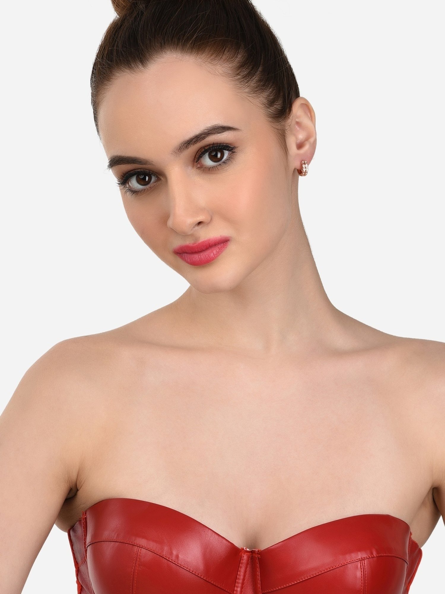 Zaveri Pearls Set of 2 Rose Gold Contemporary Hoop Earrings - ZPFK12799