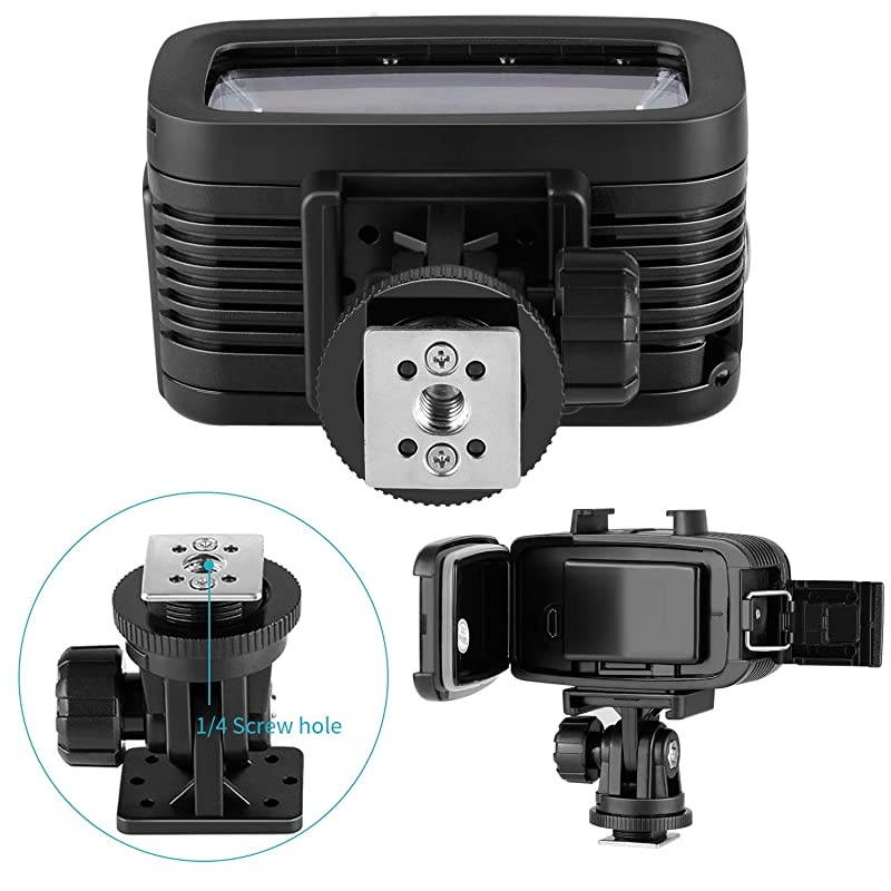 Waterproof Up to 131ft40m Underwater 20 LED 700LM Flash Dimmable Fill Night Light with 3 Color FilterWhite Orange Purple for GoPro Hero 7 6 5 4 3+ Action Camera and All DSLR Cameras