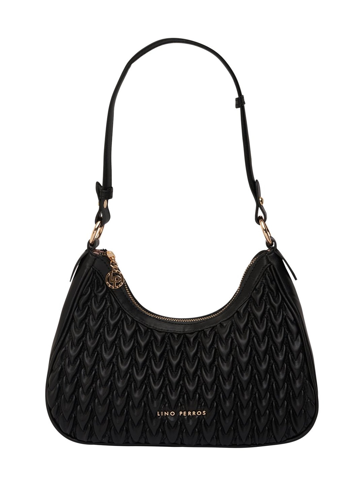 Lino Perros Black Quilted Medium Hobo Shoulder Bag