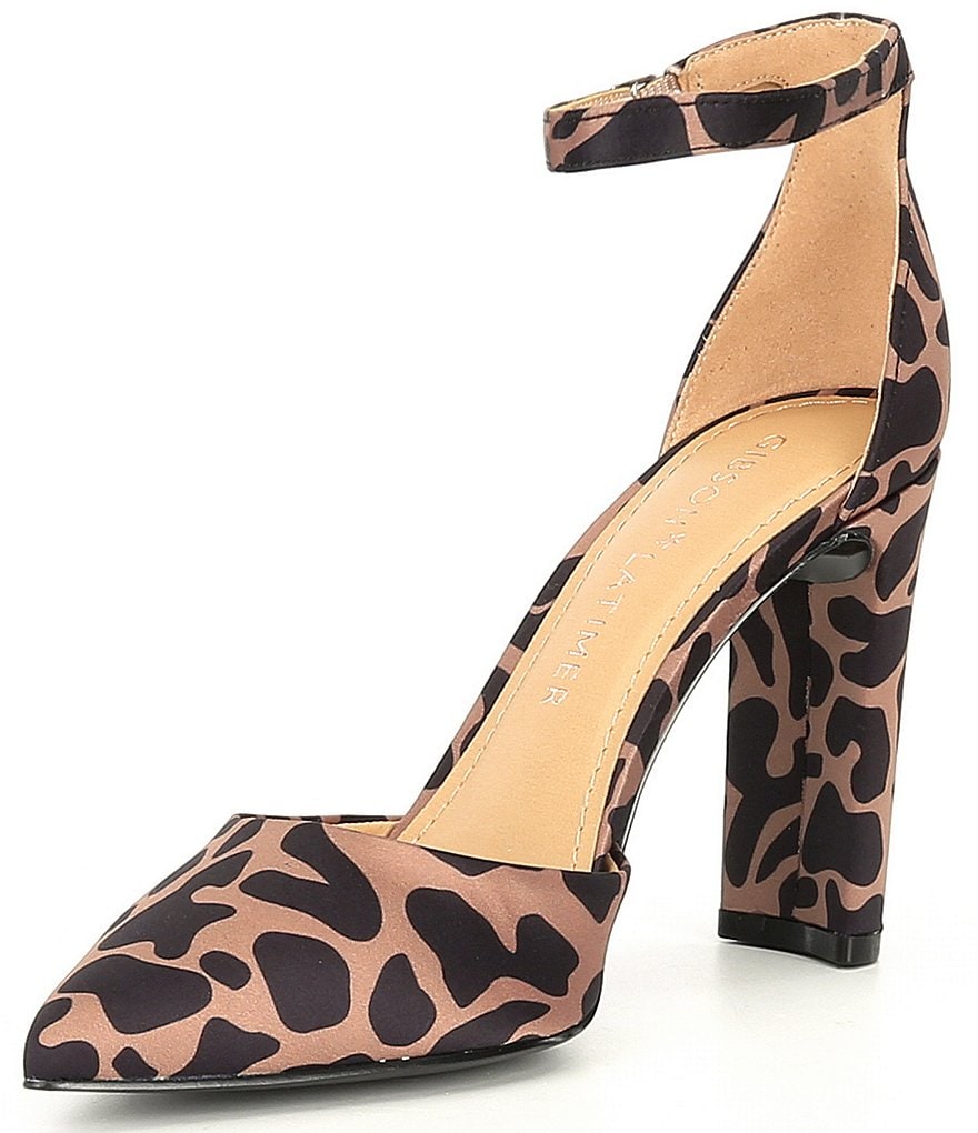 Gibson & Latimer Penny Giraffe Print Block Heel Pumps