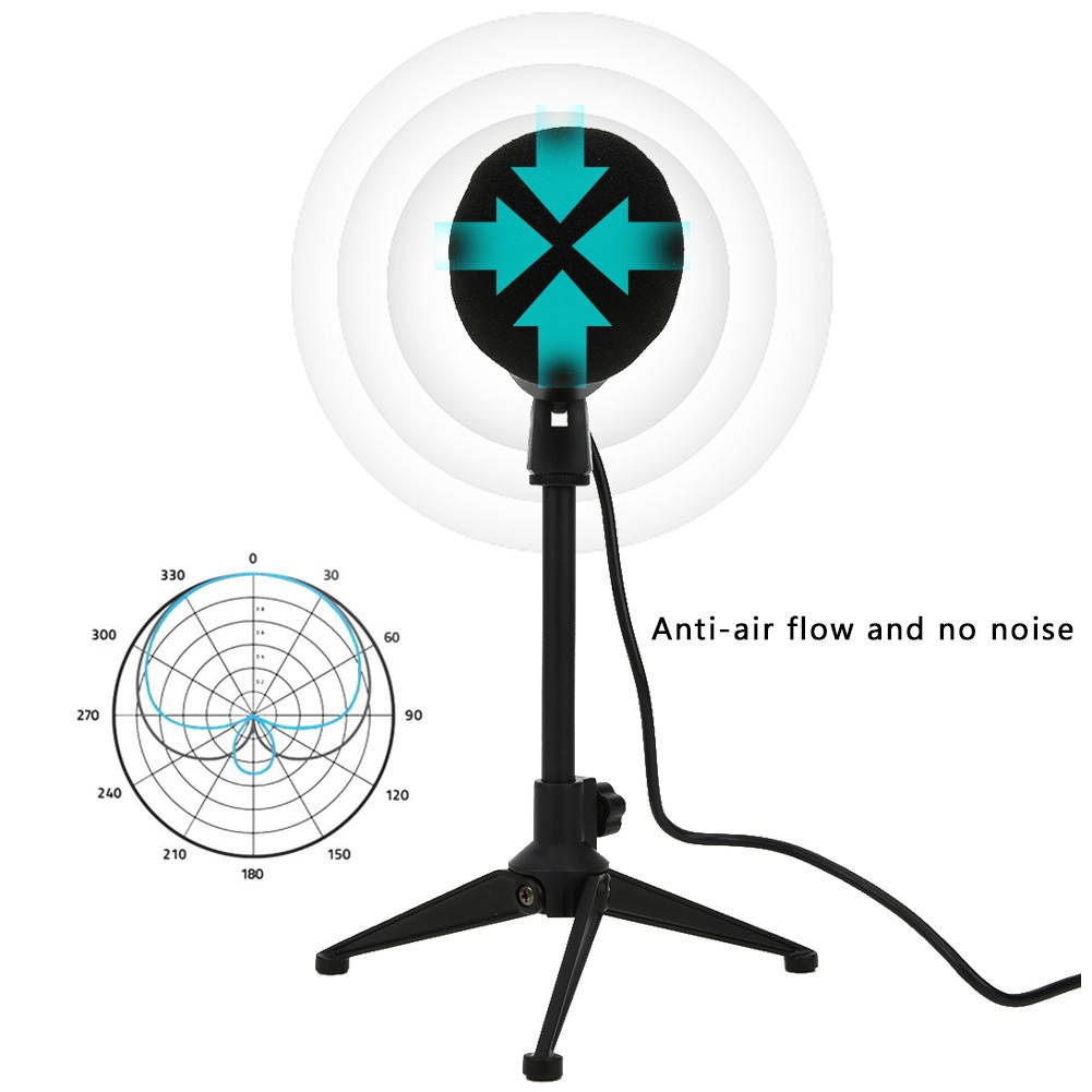 Professional Audio Condenser Microphone Mic Studio Sound Recording Tripod Stand Condenser Microphone Wired with Tripod Stand USB Cardioid Pickup for Live Singing