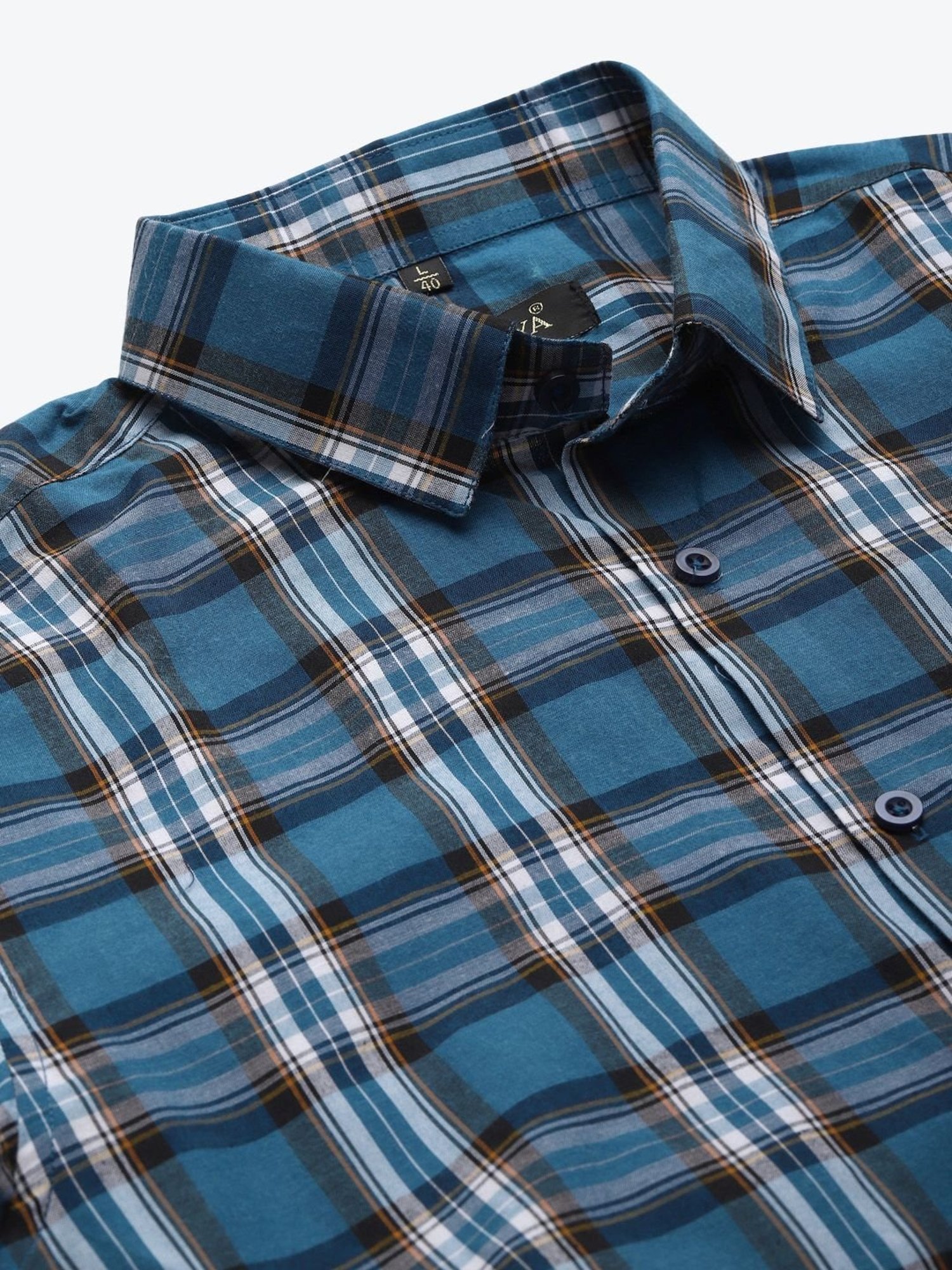 Sojanya Blue Cotton Regular Fit Checks Shirt