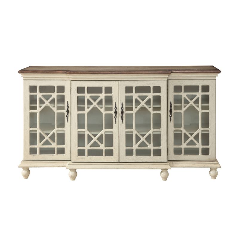 Remak 4 Door Media Credenza TV Stand for TVs up to 76" Ivory - Treasure Trove Accents