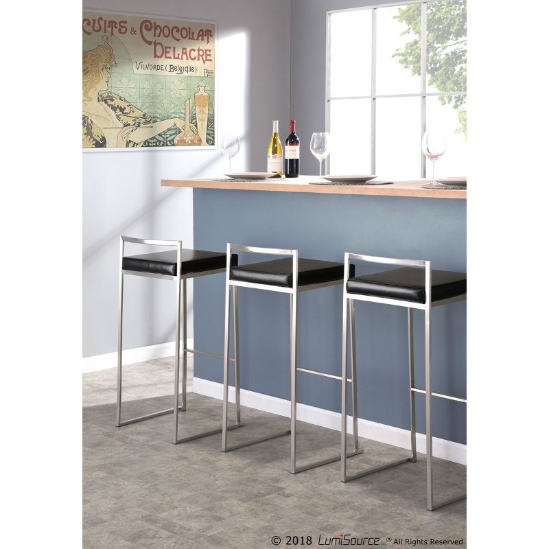 Wooden Barstool with Padded Seat and Open Backrest Blue/Brown - Benzara