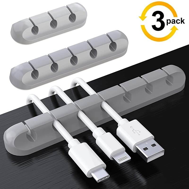 Cable Holder Clips 3Pack Cable Management Cord Organizer Clips Silicone Self Adhesive for Desktop USB Charging Cable Power Cord Mouse Cable Wire PC Office Home