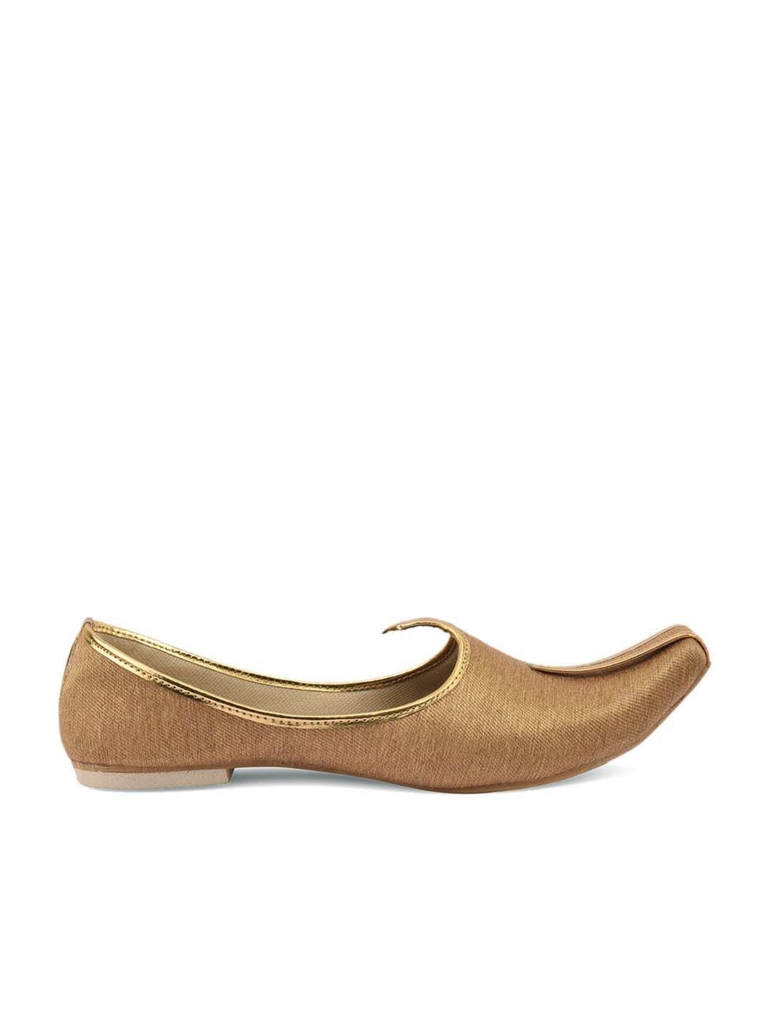 Desi Colour Men's Golden Ethnic Juttis