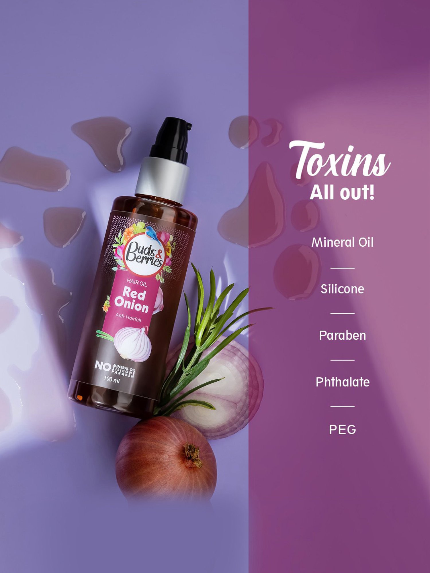 Buds & Berries Red Onion Anti-Hairfall Hair Oil - 100 ml