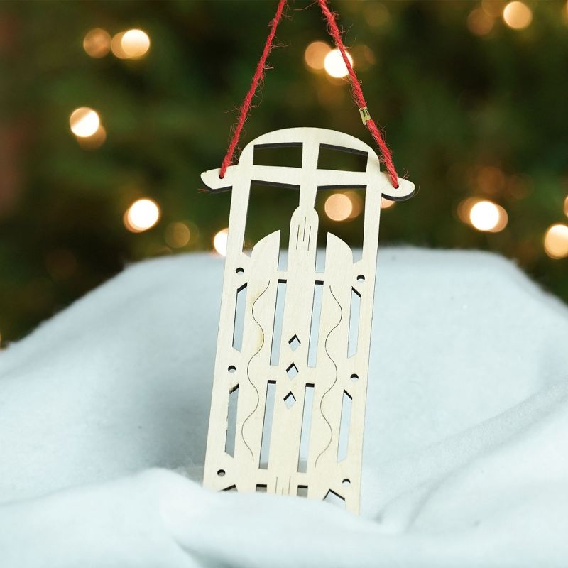 Raz Imports 7.5" Old Fashioned Wooden Sled with Diamond Cut-Outs Christmas Ornament - Brown