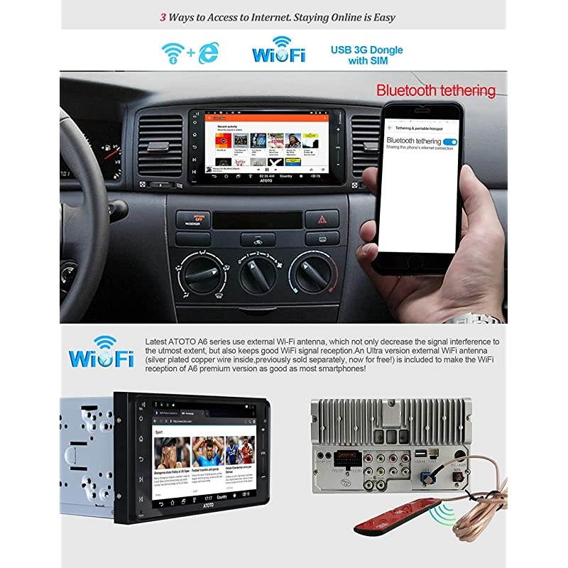 10inch]  A6 2DIN Android Car Navigation Stereo with Dual Bluetooth - A6 Standard A6Y1010SB Car Entertainment Multimedia Radio,WiFi/BT Tethering Internet,Support 256G SD &More