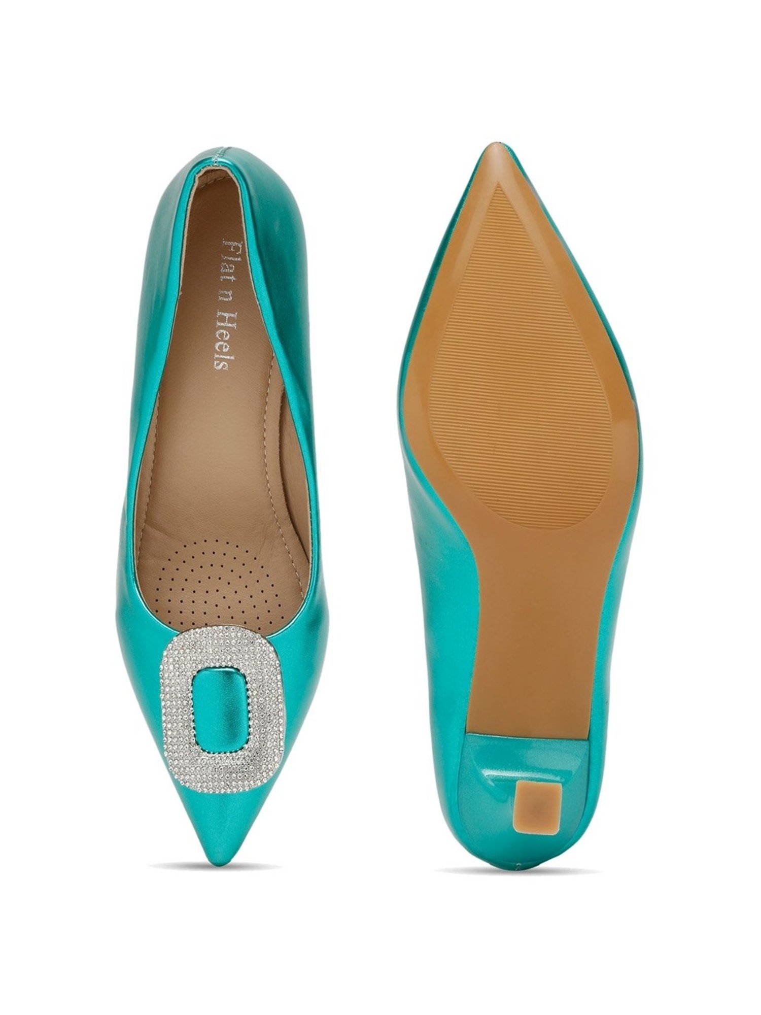 Flat N Heels Women's Green Stiletto Pumps