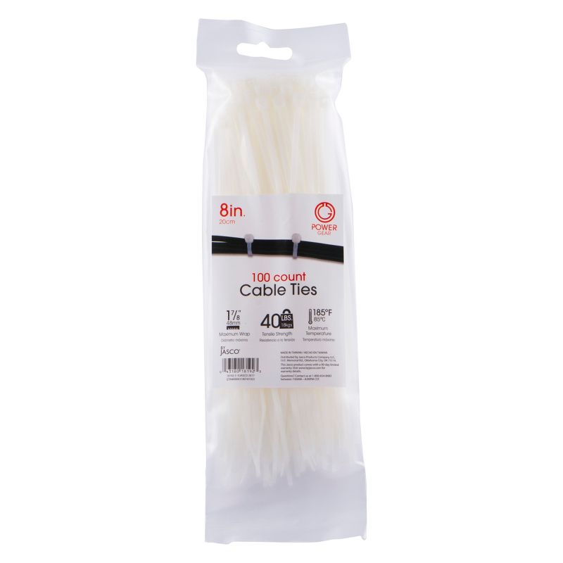 Power Gear 100pk Cable Ties Clear