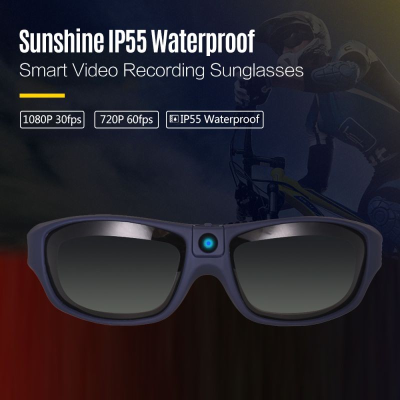 Sunshine IP55 Waterproof Smart Video Recording Sunglasses 1080P FHD Outdoor Sports Action Camera with Polarized UV Protection Safety Lenses Sport Design