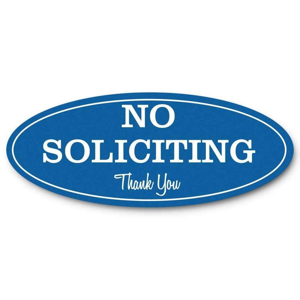 Oval No Soliciting Sign (Blue) Small
