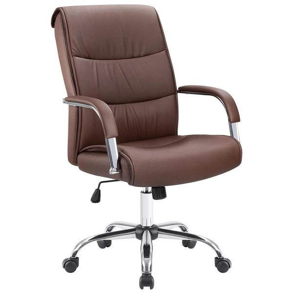 Furmax High Back Office Desk Chair Conference Leather Executive with Padded Armrests, Adjustable Ergonomic Swivel Task Chair with Lumbar Support (White)