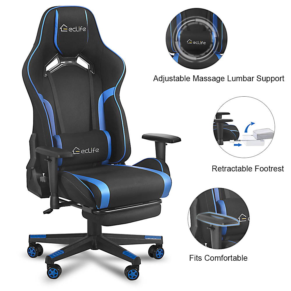 Ergonomic Gaming Chair Racing Style Chair Home Office Chair With Height Adjustment Recliner Swivel Rocker,Adjustable Headrest And Lumbar Pad