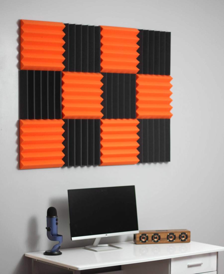 2" Orange and Black Acoustic Wedge Soundproofing Studio Tiles 12 pack