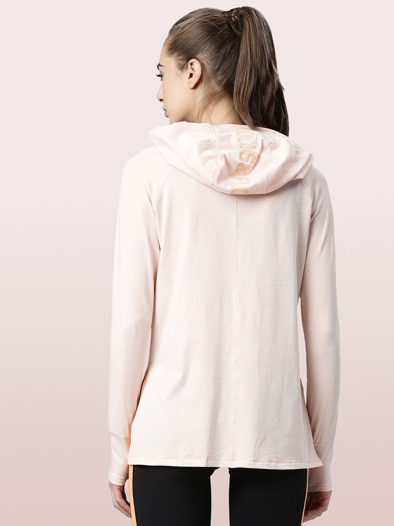 Enamor Light Pink Cotton Hoodie