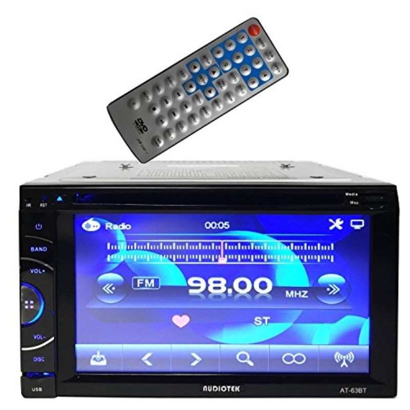 AUDIOTEK - AT-63BT- 6.5 Double-Din AM/FM/MP3/MP4 Playable w/Bluetooth/USB/AUX/SD/DVD/cD Touchscreen car Media Player Receiver System